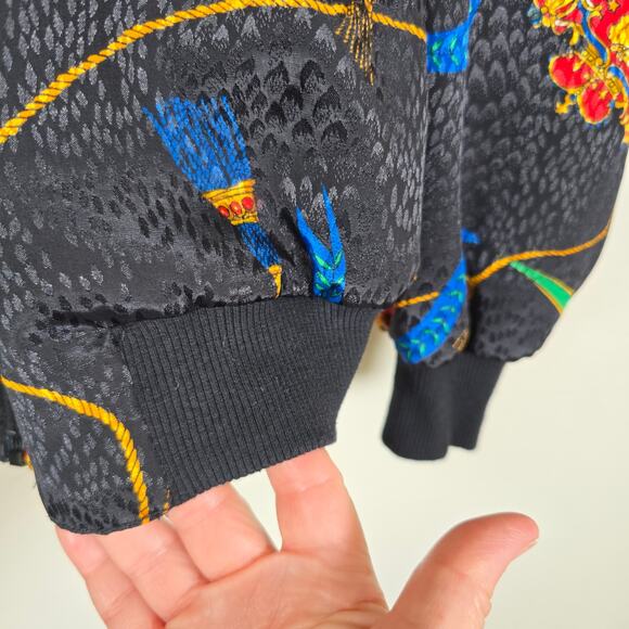 Erena by Irene Koewig Vintage 90s Track Jacket Women's S Black Crest Old Money - Picture 4 of 8